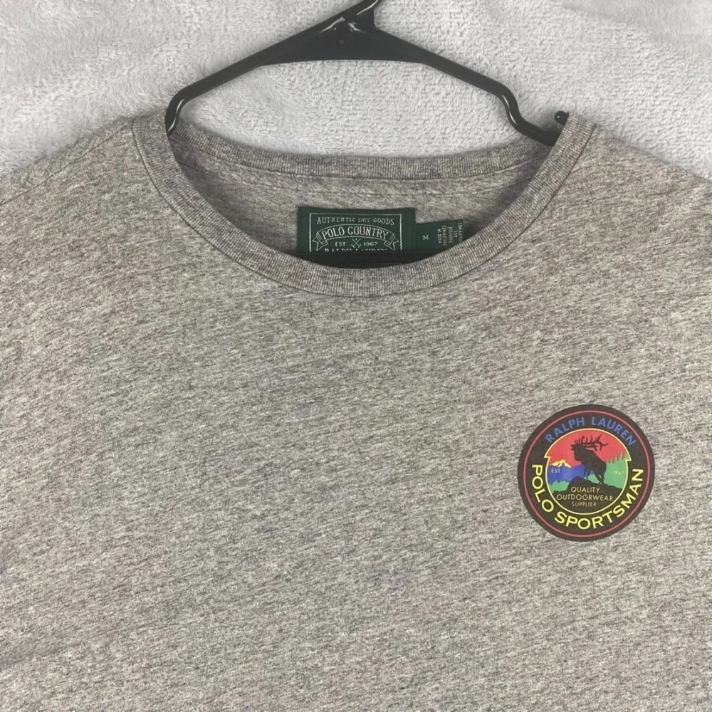 Polo Country Ralph Lauren Shirt Mens Medium Gray Polo Sportsman Logo Long Sleeve